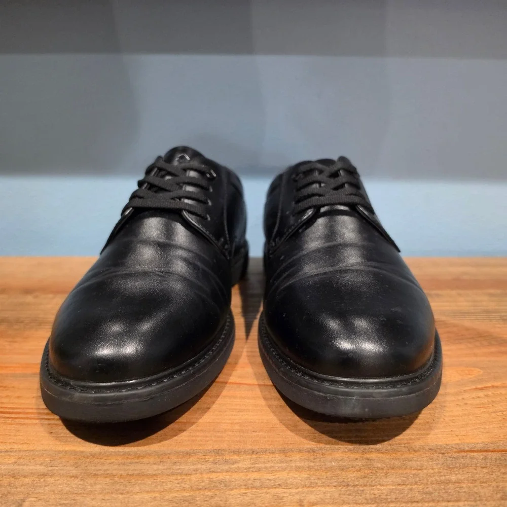 Nunn Bush Mens Wade Work Oxford Black Leather Slip‎ Resistant Shoes Size 11